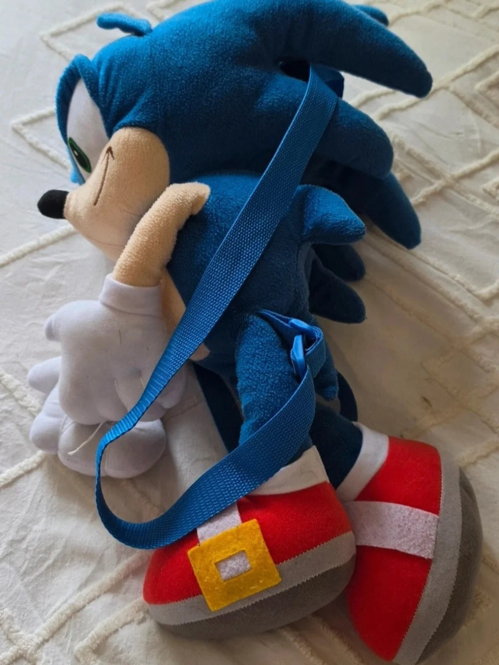 Blue Plush Character Bag for Kids with Cream Accents
